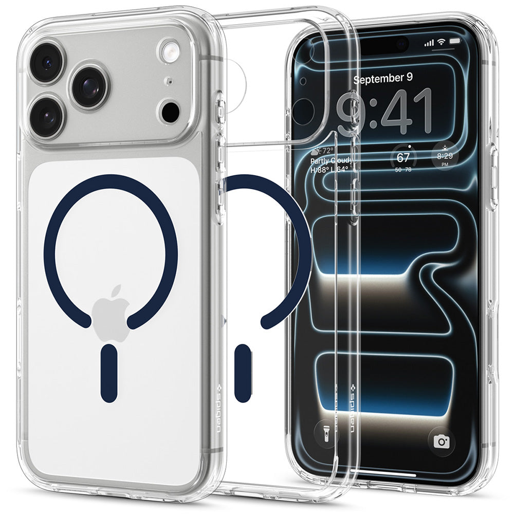 Husa MagSafe pentru Apple iPhone 18 Pro Max / 17 Pro Max, Spigen, Ultra Hybrid, Transparenta Bleumarin ACS12121