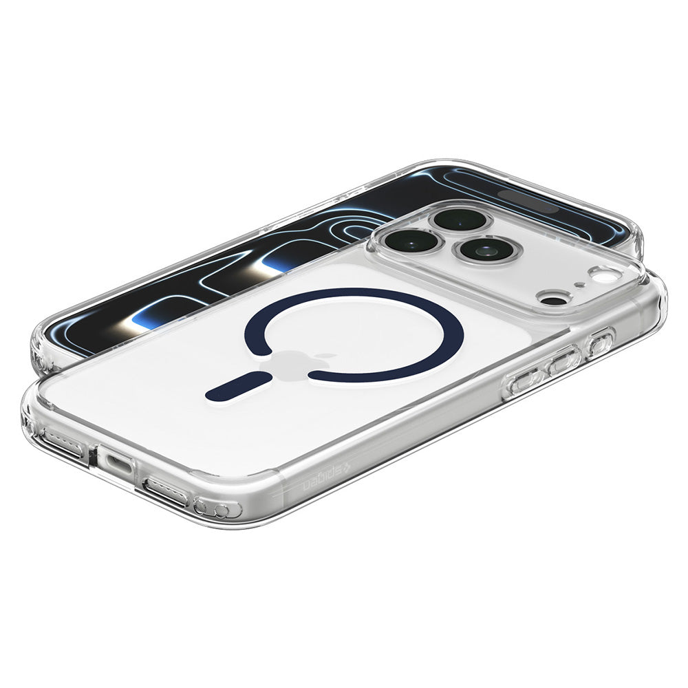 Husa MagSafe pentru Apple iPhone 18 Pro Max / 17 Pro Max, Spigen, Ultra Hybrid, Transparenta Bleumarin ACS12121