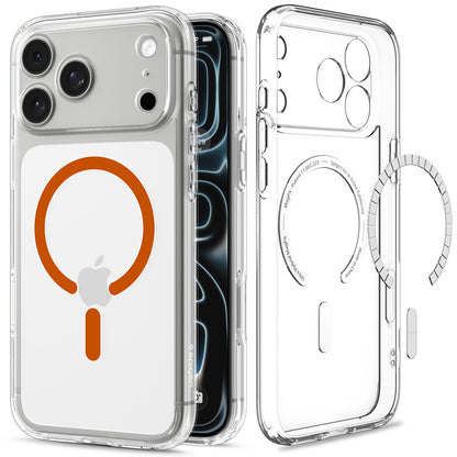 Husa MagSafe pentru Apple iPhone 18 Pro Max / 17 Pro Max, Spigen, Ultra Hybrid, Transparenta Portocalie ACS12122