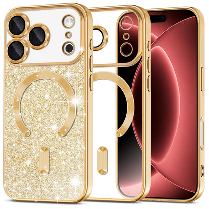 Husa MagSafe pentru Apple iPhone 18 Pro Max / 17 Pro Max, Techsuit, Luxury Glitter, Aurie