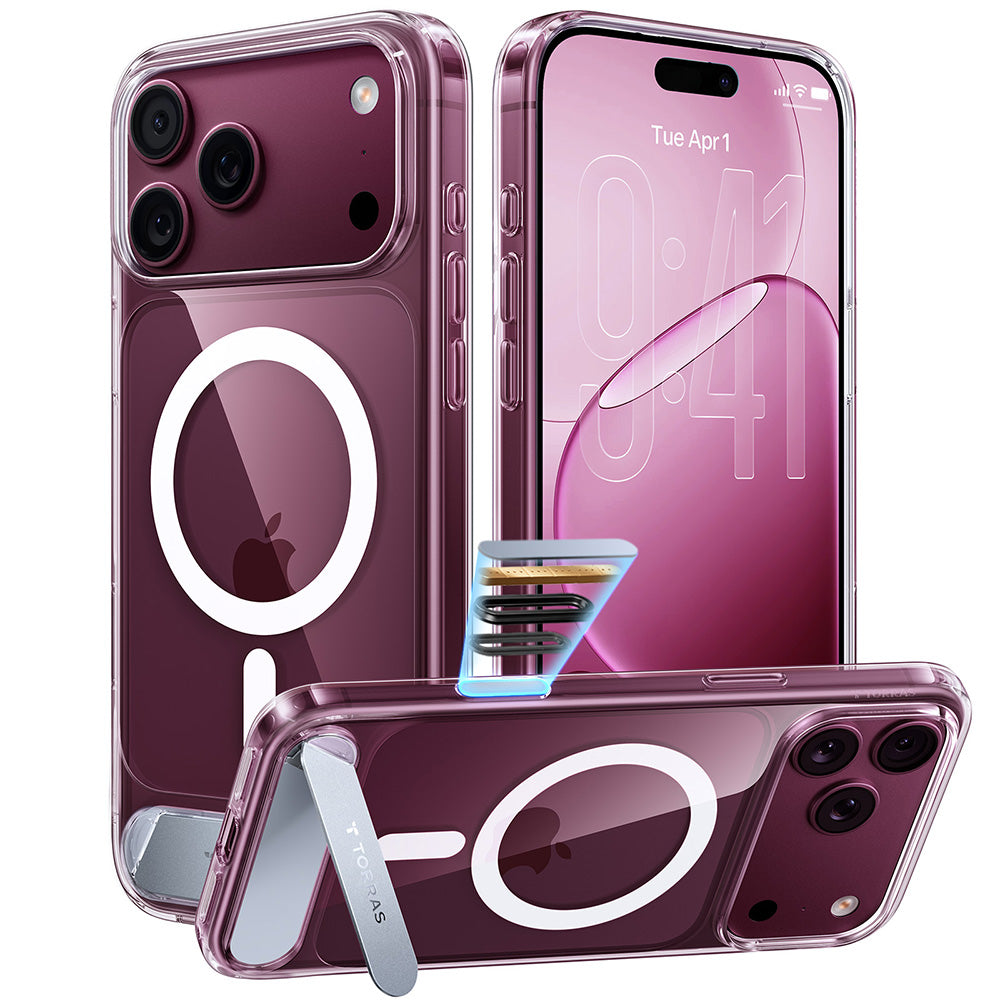 Husa MagSafe pentru Apple iPhone 18 Pro Max / 17 Pro Max, Torras, Ostand L1 Guardian, Transparenta