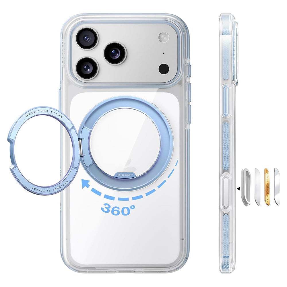 Husa MagSafe pentru Apple iPhone 18 Pro Max / 17 Pro Max, Torras, Ostand O3 Light, Albastra