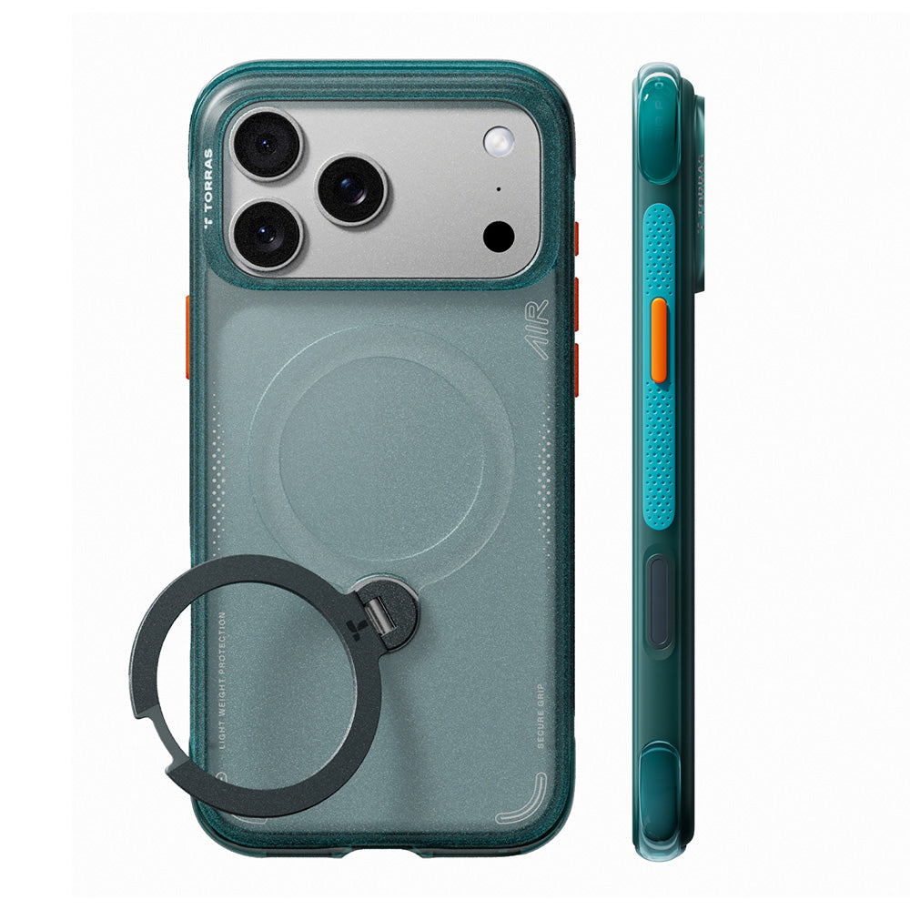 Husa MagSafe pentru Apple iPhone 18 Pro Max / 17 Pro Max, Torras, Ostand Q3 Air, Verde