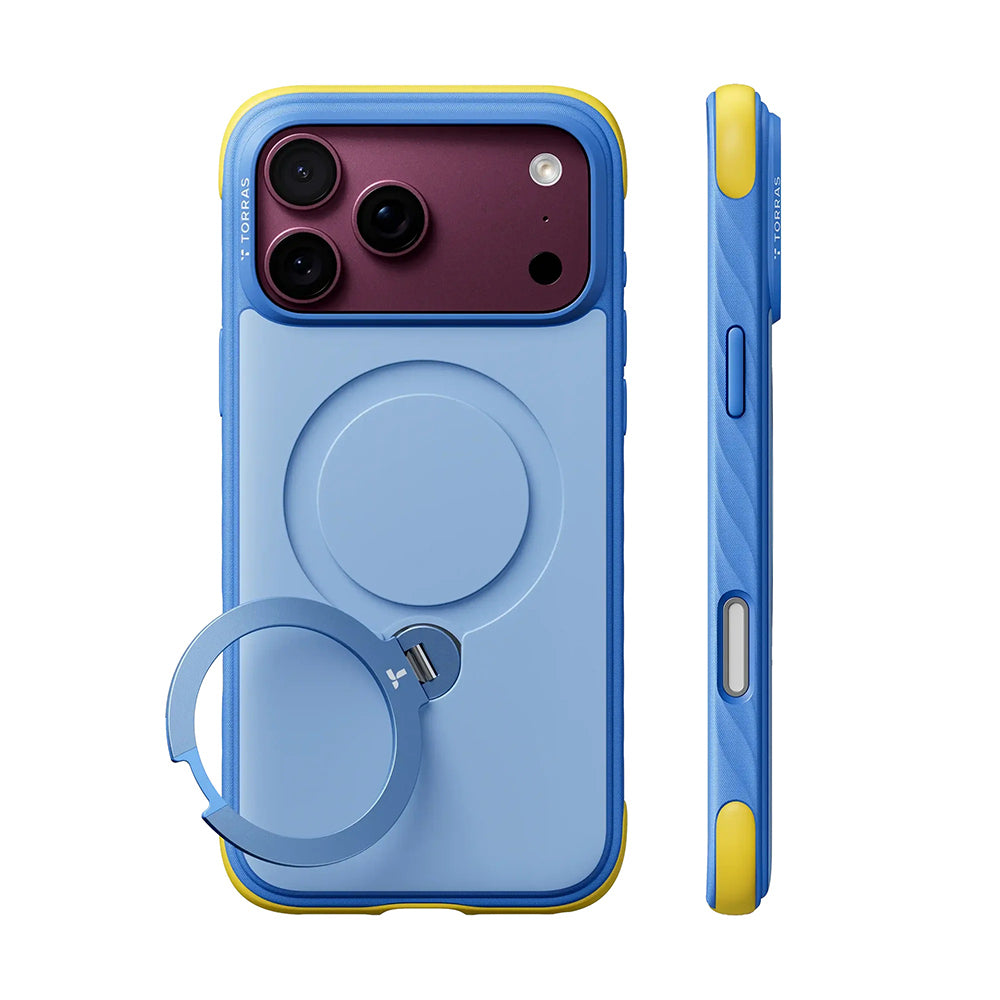 Husa MagSafe pentru Apple iPhone 18 Pro Max / 17 Pro Max, Torras, Ostand Q3 Rugged, Bleu