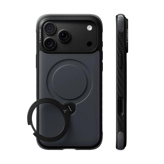 Husa MagSafe pentru Apple iPhone 18 Pro Max / 17 Pro Max, Torras, Ostand Q3 Rugged, Neagra
