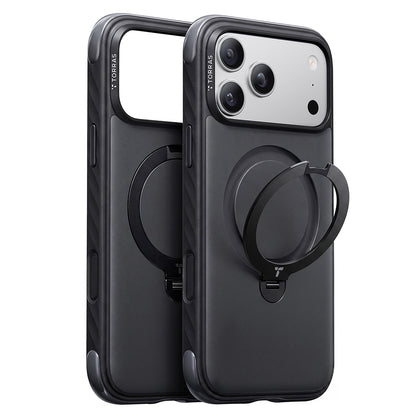 Husa MagSafe pentru Apple iPhone 18 Pro Max / 17 Pro Max, Torras, Ostand Q3 Rugged, Neagra