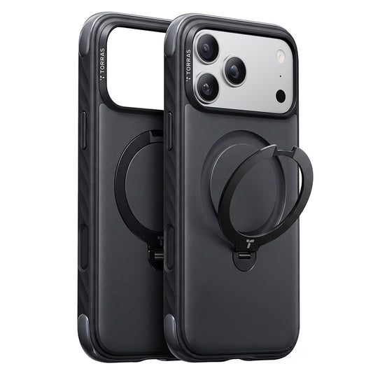 Husa MagSafe pentru Apple iPhone 18 Pro Max / 17 Pro Max, Torras, Ostand Q3 Rugged, Neagra