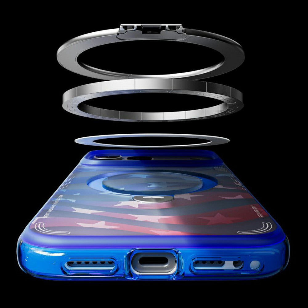Husa MagSafe pentru Apple iPhone 18 Pro Max / 17 Pro Max, Torras, Ostand Spin Air Football, Albastra