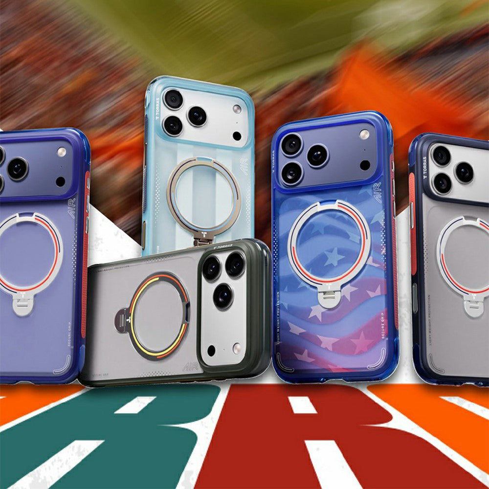 Husa MagSafe pentru Apple iPhone 18 Pro Max / 17 Pro Max, Torras, Ostand Spin Air Football, Albastra