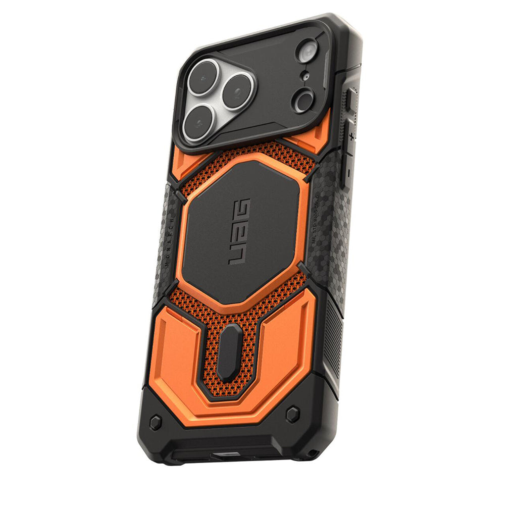 Husa MagSafe pentru Apple iPhone 18 Pro Max / 17 Pro Max, Urban Armor Gear, Monarch Pro Kevlar, Portocalie