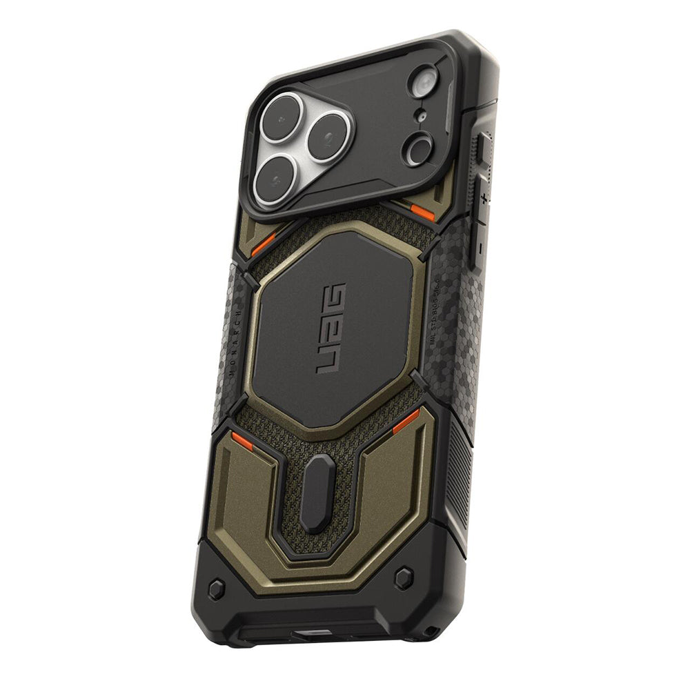 Husa MagSafe pentru Apple iPhone 18 Pro Max / 17 Pro Max, Urban Armor Gear, Monarch Pro Kevlar, Verde