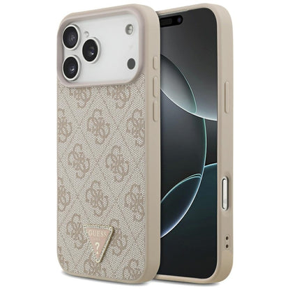 Husa MagSafe pentru Apple iPhone 18 Pro Max, Guess, 4G Triangle Strass, Roz