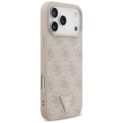Husa MagSafe pentru Apple iPhone 18 Pro Max, Guess, 4G Triangle Strass, Roz
