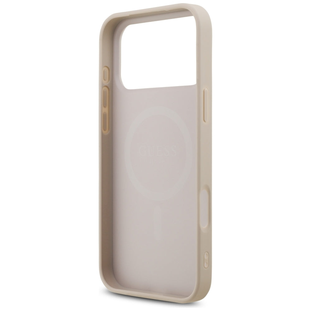 Husa MagSafe pentru Apple iPhone 18 Pro Max, Guess, 4G Triangle Strass, Roz