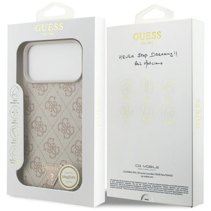 Husa MagSafe pentru Apple iPhone 18 Pro Max, Guess, 4G Triangle Strass, Roz