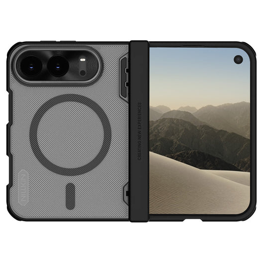 Husa MagSafe pentru Apple iPhone Duo, Nillkin, Super Frosted Shield, Neagra Transparenta Satinata