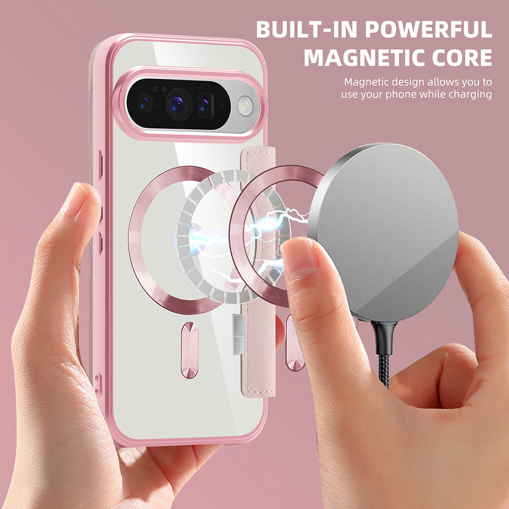 Husa MagSafe pentru Google Pixel 10 Pro XL, Techsuit, SmartMag Book, Roz