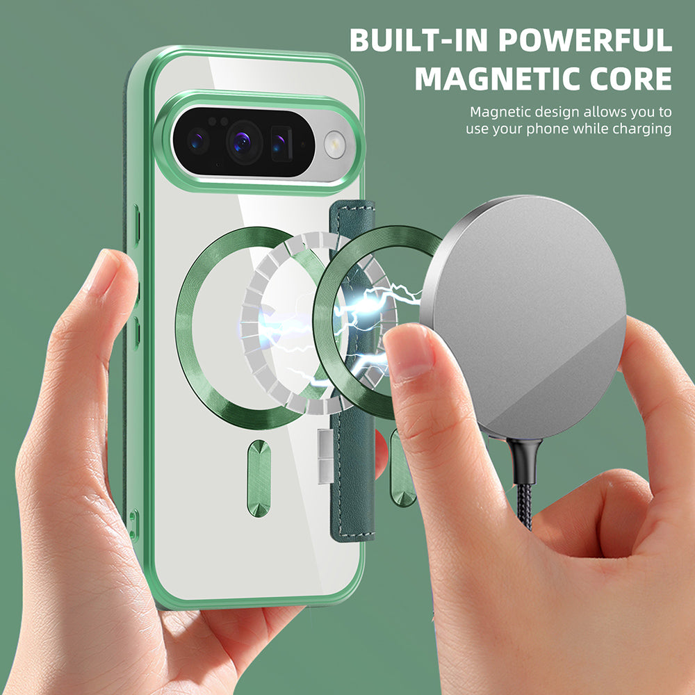 Husa MagSafe pentru Google Pixel 10 Pro XL, Techsuit, SmartMag Book, Verde