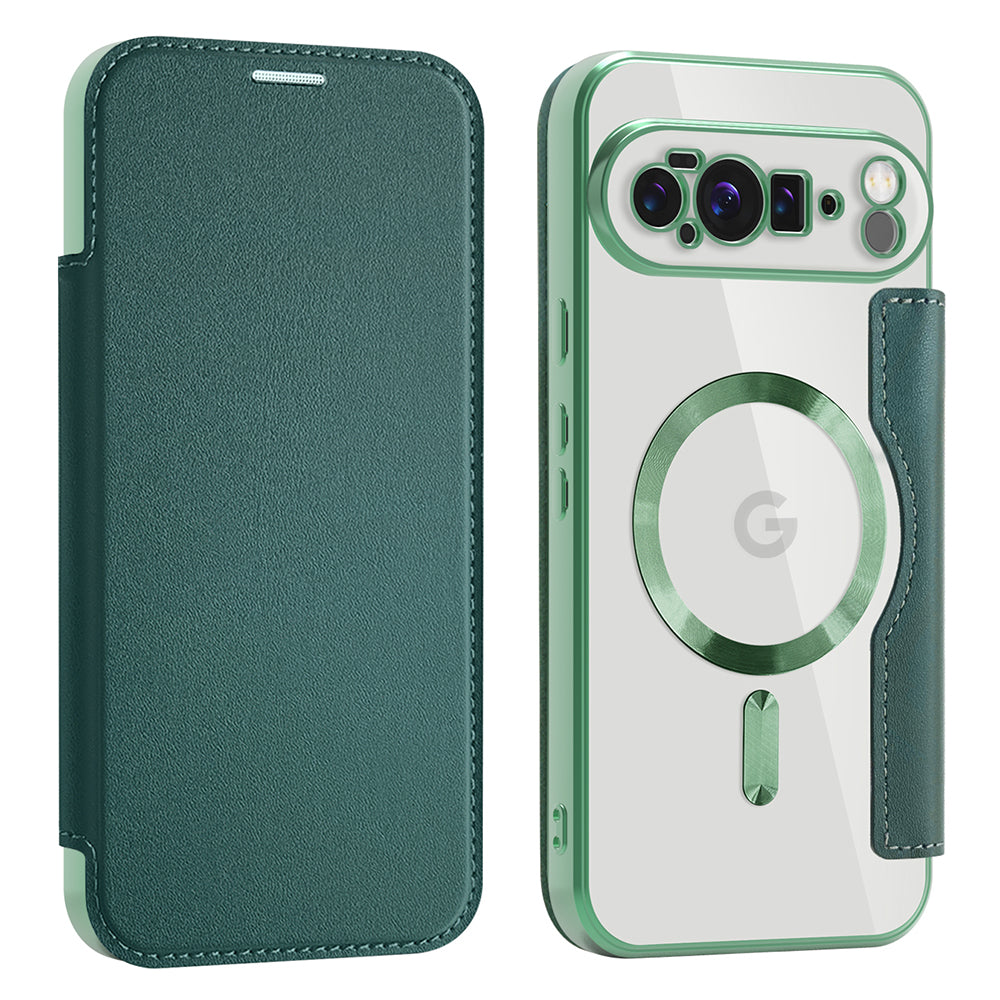 Husa MagSafe pentru Google Pixel 10 Pro XL, Techsuit, SmartMag Book, Verde