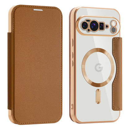 Husa MagSafe pentru Google Pixel 10 Pro XL, Techsuit, SmartMag Book, Maro