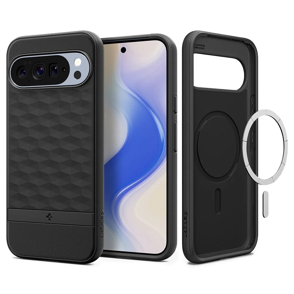 Husa MagSafe pentru Google Pixel 10 Pro XL, Spigen, Caseology Parallax, Neagra Mata ACS09731