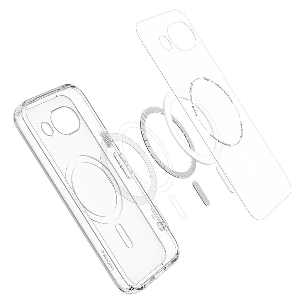 Husa MagSafe pentru Google Pixel 10a, Spigen, Ultra Hybrid, Transparenta Gri ACS11277