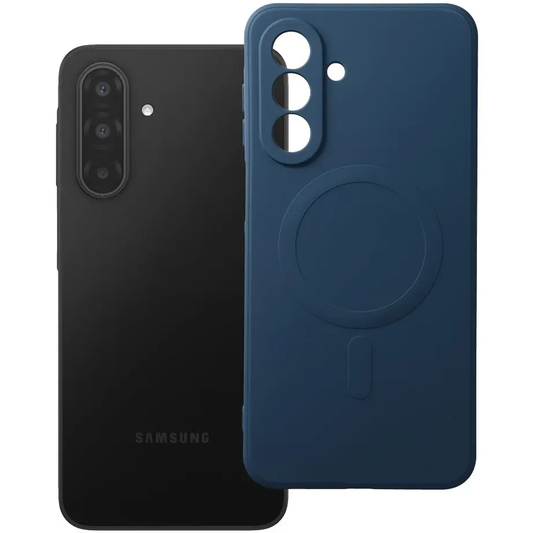 Husa MagSafe pentru Samsung Galaxy A18 / A17 4G / A17 5G, OEM, Silicone Mag, Bleumarin