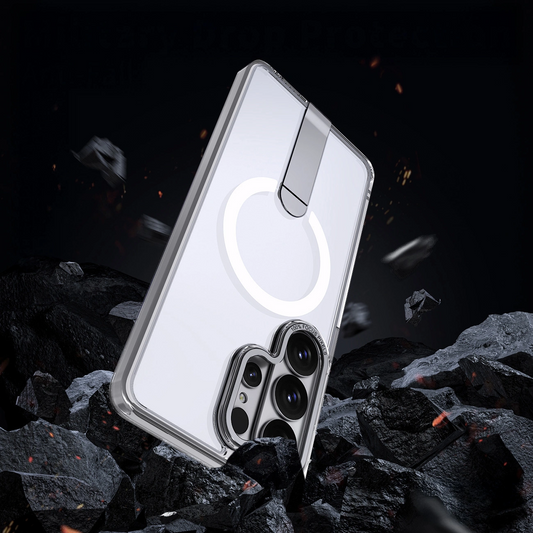 Husa MagSafe pentru Samsung Galaxy S26 Ultra S948, Hybrid Armor, X with Stand, Transparenta