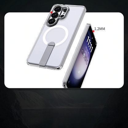 Husa MagSafe pentru Samsung Galaxy S26 S942, Hybrid Armor, X with Stand, Transparenta