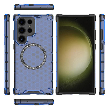 Husa MagSafe pentru Samsung Galaxy S24 Ultra S928, Techsuit, HoneyComb Shield, Albastra
