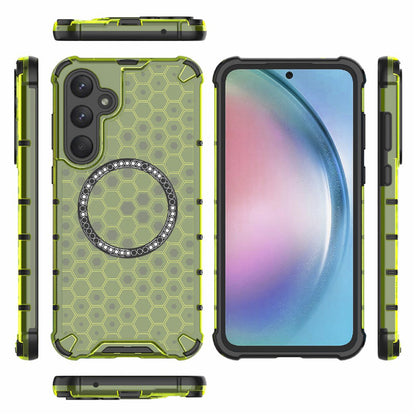 Husa MagSafe pentru Samsung Galaxy S25 S931, Techsuit, HoneyComb Shield, Verde