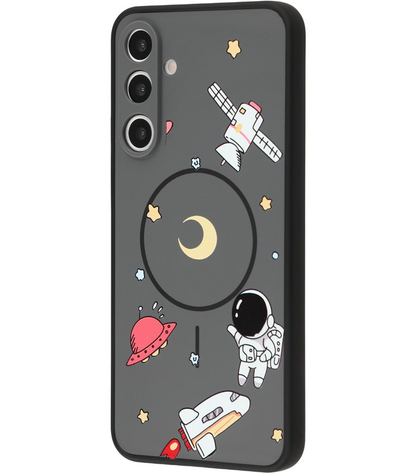 Husa MagSafe pentru Samsung Galaxy S25 Ultra S938, OEM, Cartoon Astronaut, Neagra