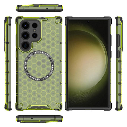 Husa MagSafe pentru Samsung Galaxy S25 Ultra S938, Techsuit, HoneyComb Shield, Verde