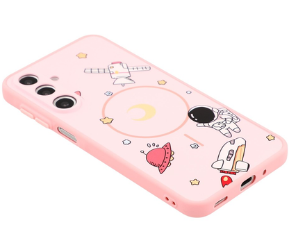 Husa MagSafe pentru Samsung Galaxy S26 Ultra S948, OEM, Cartoon Astronaut, Roz