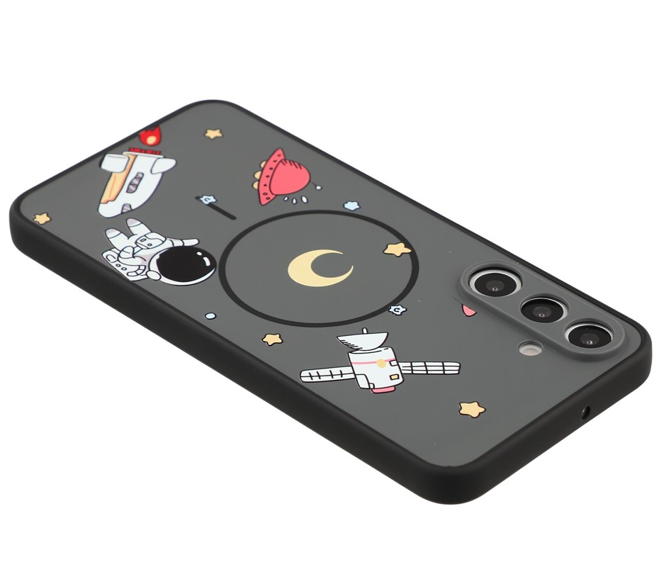 Husa MagSafe pentru Samsung Galaxy S25 Ultra S938, OEM, Cartoon Astronaut, Neagra