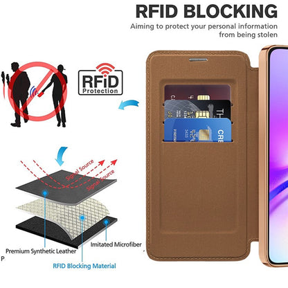 Husa MagSafe pentru Samsung Galaxy A05 A055, Techsuit, SmartMag Book, Maro