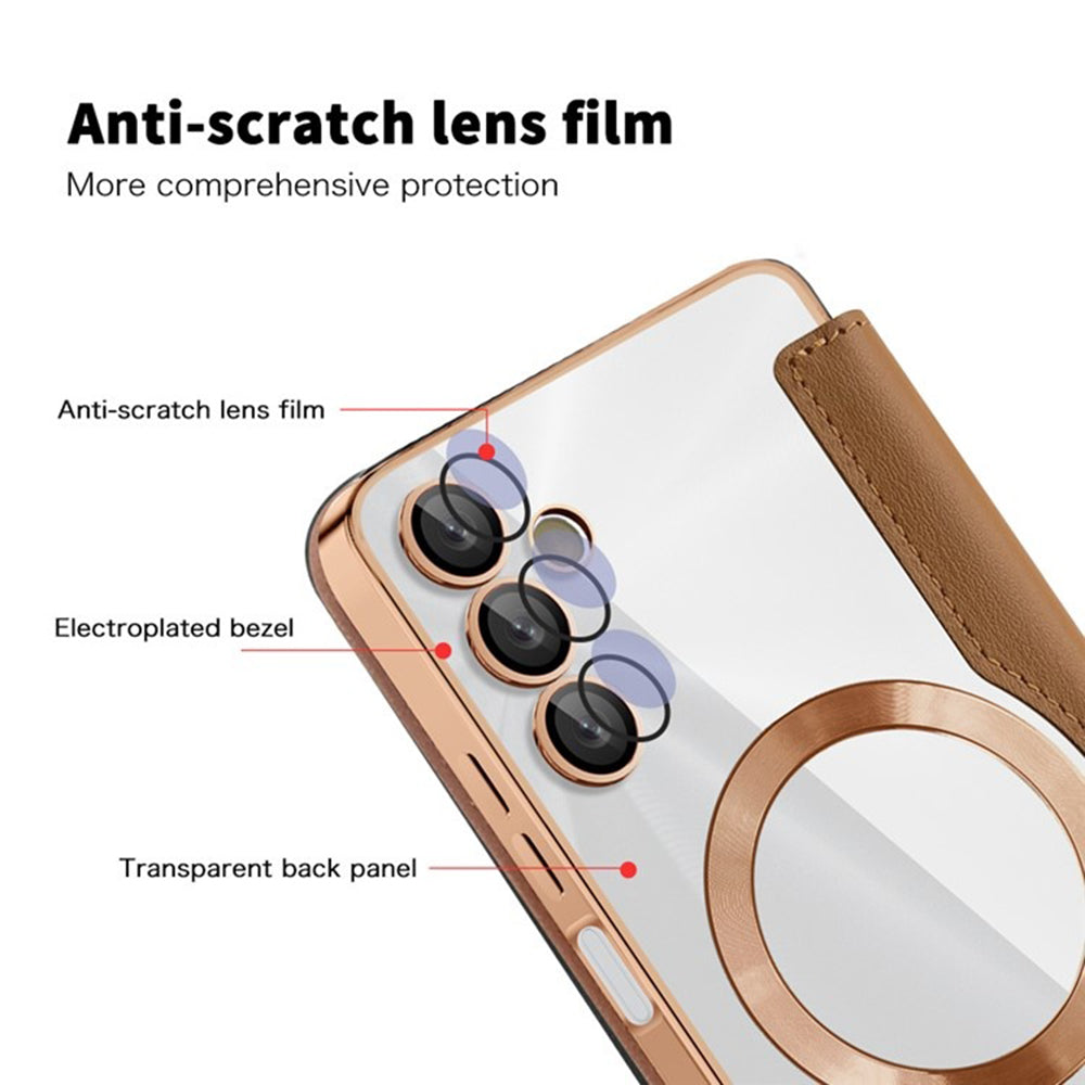 Husa MagSafe pentru Samsung Galaxy A05s A057, Techsuit, SmartMag Book, Maro