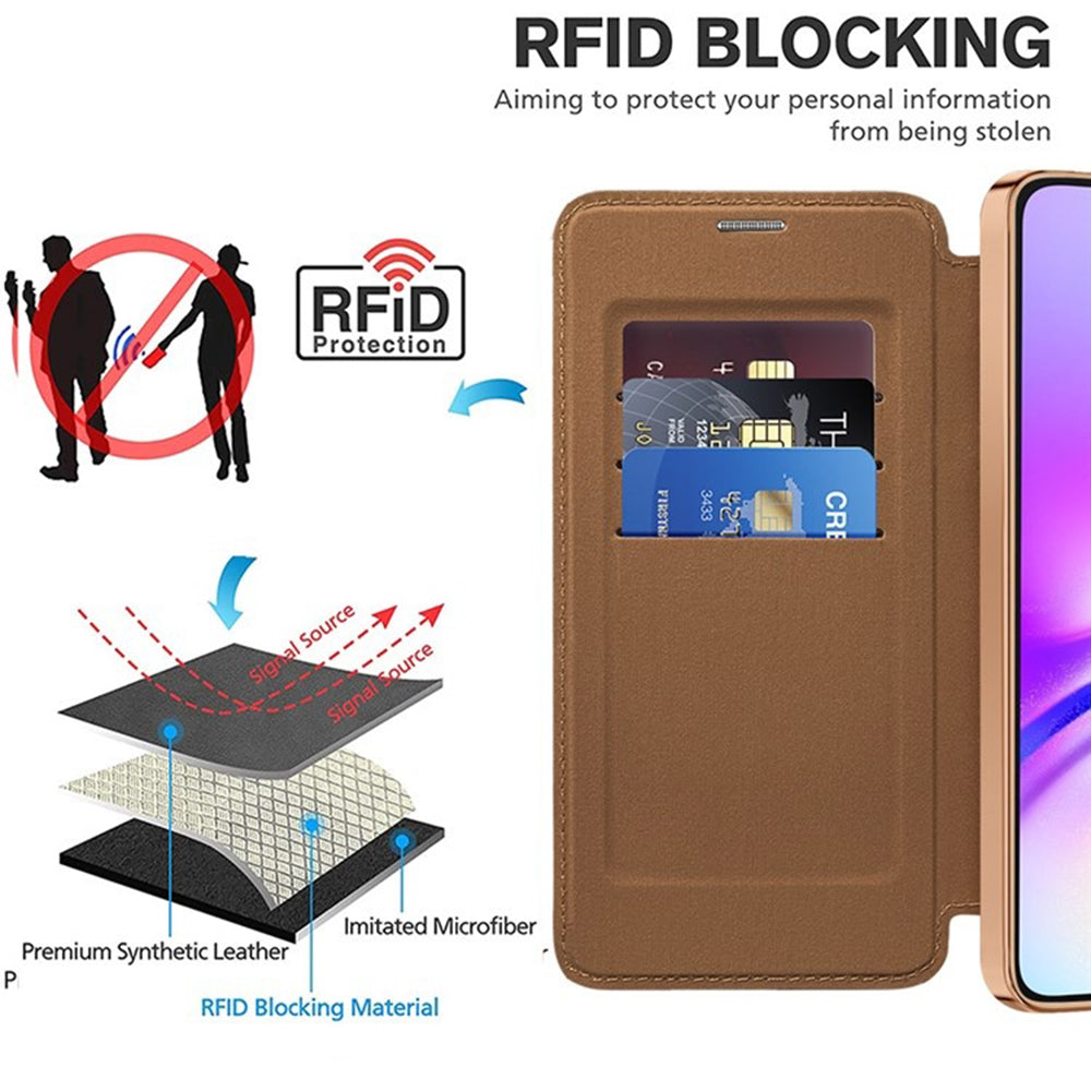 Husa MagSafe pentru Samsung Galaxy A05s A057, Techsuit, SmartMag Book, Maro