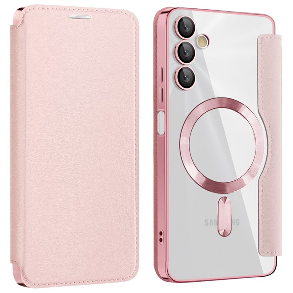 Husa MagSafe pentru Samsung Galaxy A05s A057, Techsuit, SmartMag Book, Roz