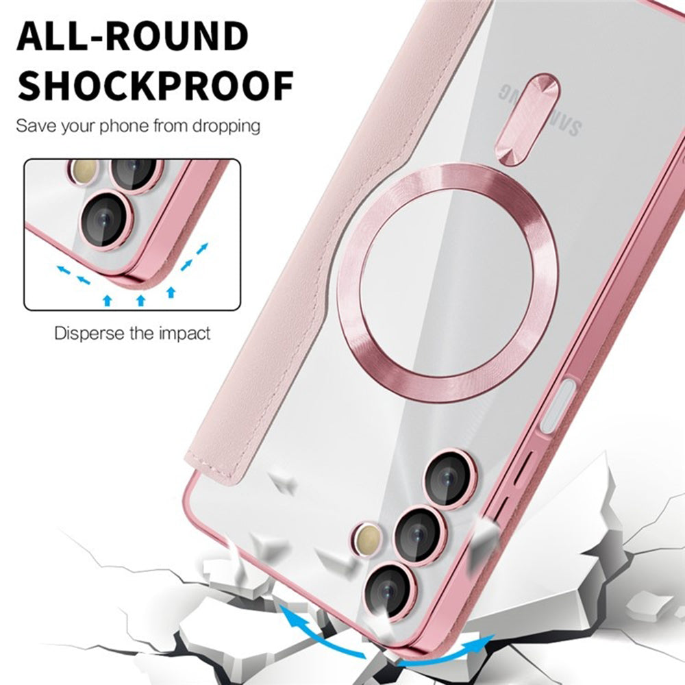 Husa MagSafe pentru Samsung Galaxy A05s A057, Techsuit, SmartMag Book, Roz