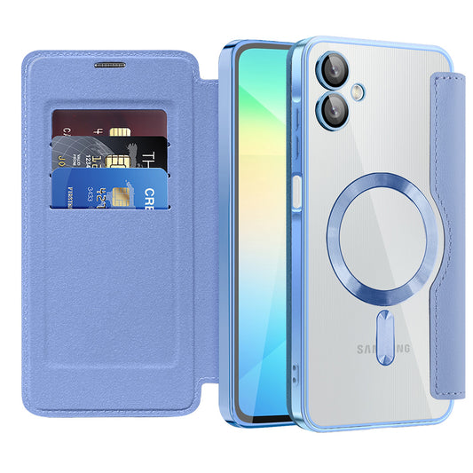 Husa MagSafe pentru Samsung Galaxy A06 A065, Techsuit, SmartMag Book, Bleu