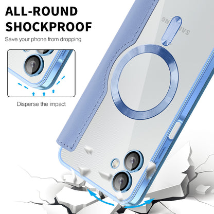 Husa MagSafe pentru Samsung Galaxy A06 A065, Techsuit, SmartMag Book, Bleu