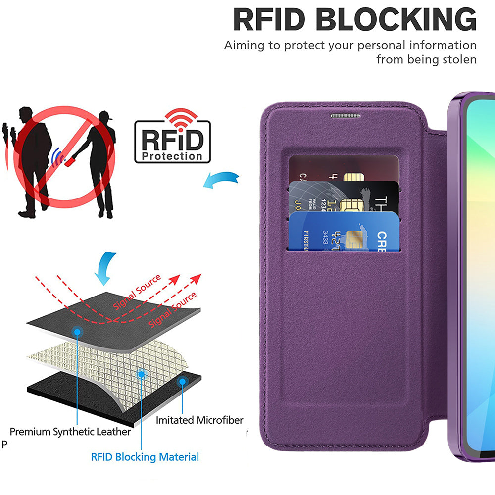 Husa MagSafe pentru Samsung Galaxy A06 A065, Techsuit, SmartMag Book, Mov