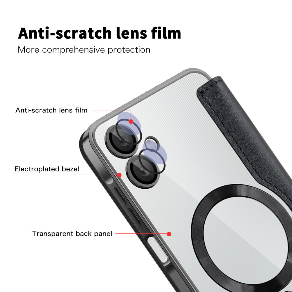Husa MagSafe pentru Samsung Galaxy A06 A065, Techsuit, SmartMag Book, Neagra
