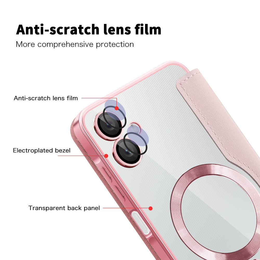Husa MagSafe pentru Samsung Galaxy A06 A065, Techsuit, SmartMag Book, Roz