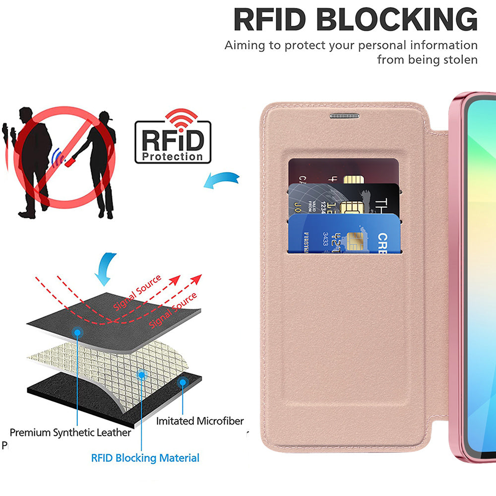Husa MagSafe pentru Samsung Galaxy A06 A065, Techsuit, SmartMag Book, Roz