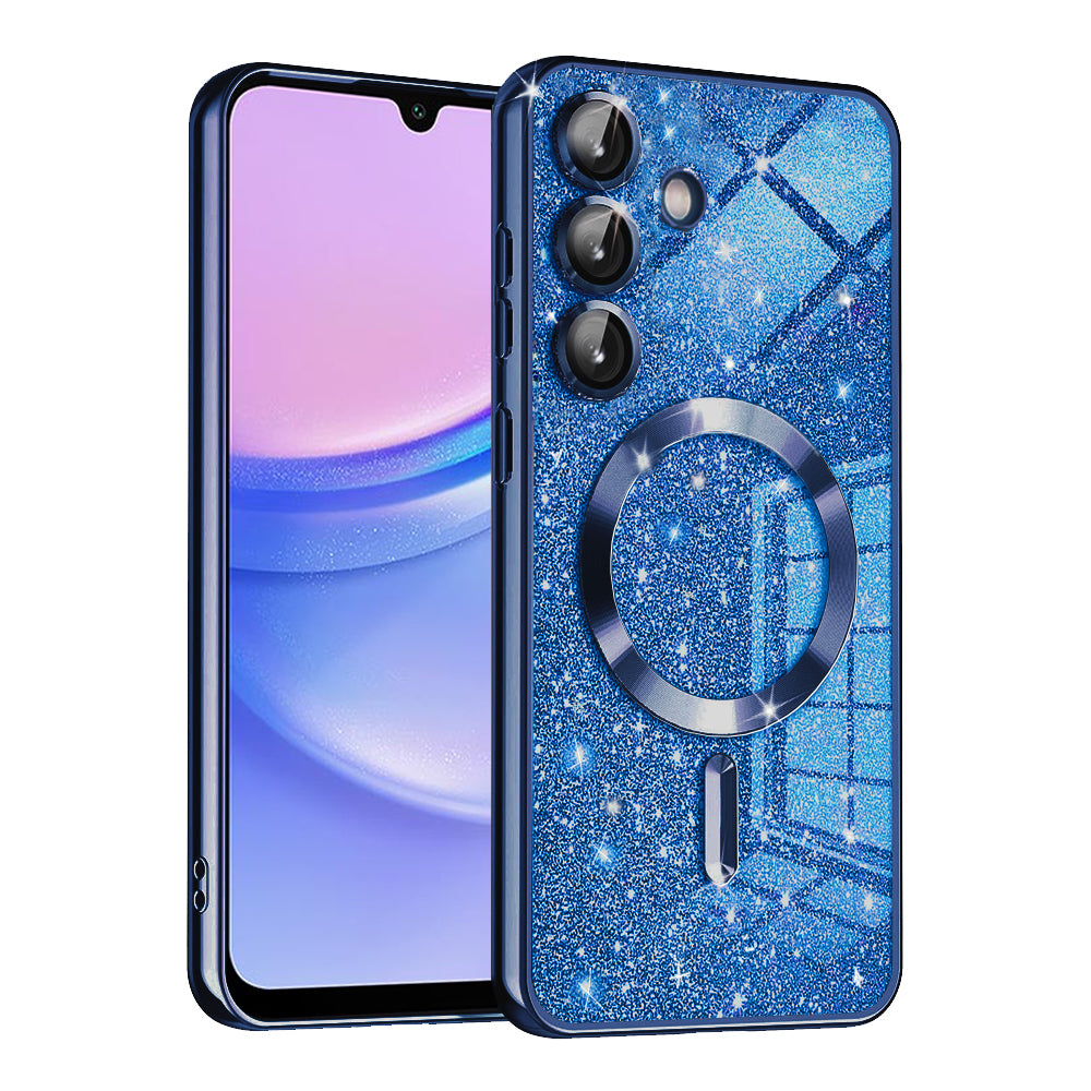 Husa MagSafe pentru Samsung Galaxy A15 5G A156 / A15 A155, Techsuit, Luxury Glitter, Albastra Inchis