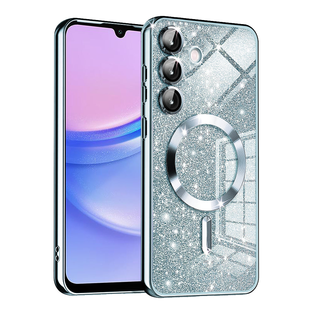 Husa MagSafe pentru Samsung Galaxy A15 5G A156 / A15 A155, Techsuit, Luxury Glitter, Bleu