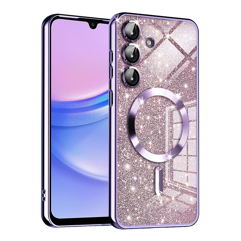 Husa MagSafe pentru Samsung Galaxy A15 5G A156 / A15 A155, Techsuit, Luxury Glitter, Mov Deschis