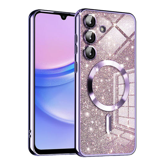 Husa MagSafe pentru Samsung Galaxy A15 5G A156 / A15 A155, Techsuit, Luxury Glitter, Mov Deschis